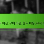 커피 머신: 구매 비용, 원두 비용, 유지 보수