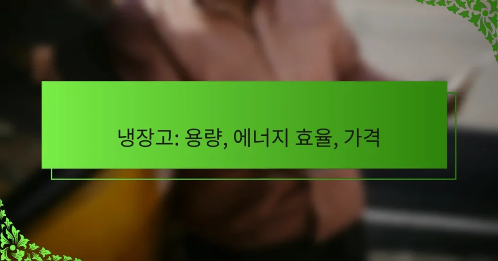 냉장고: 용량, 에너지 효율, 가격